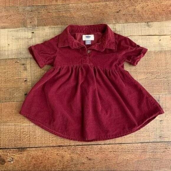 Old navy baby girls corduroy burgundy peplum top - 12-18M - Picture 1 of 7